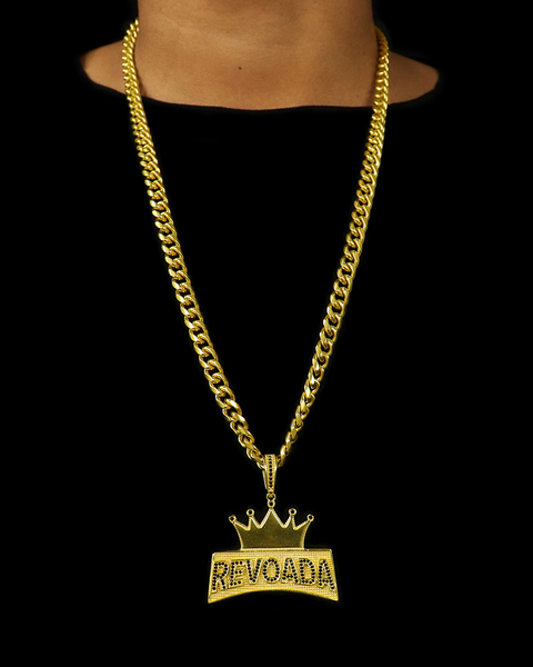 CONJUNTO: CORRENTE CUBANA 8MM + PINGENTE REVOADA GRANDE