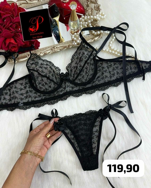 CONJUNTO ROMANCES LAÇOS PRETO - comprar online