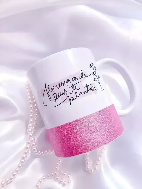 Caneca com tarja de Glitter