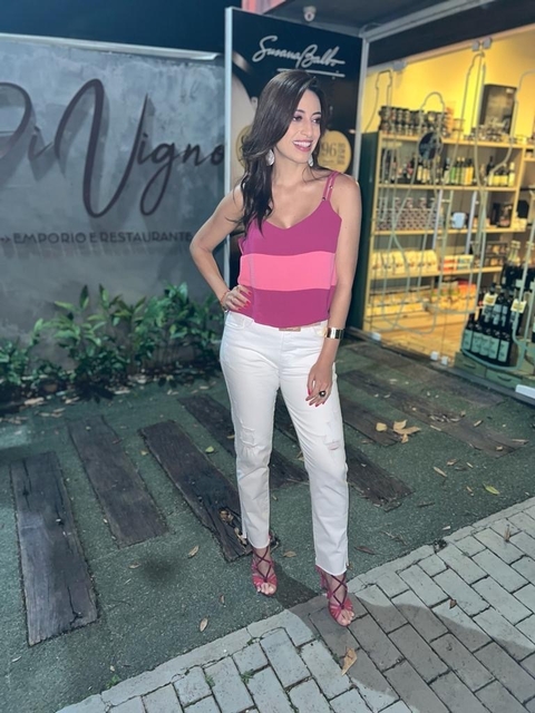 Calça Capri Jeans Destroyed Branca