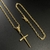 Kit Corrente e Pulseira Cadeado 2mm + Pingente Cruz Palito Amarrado