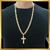 Corrente friso S com pingente cruz face de Cristo banhado a ouro 18k