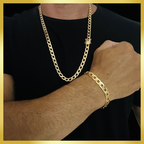 Corrente grumet banhada a ouro