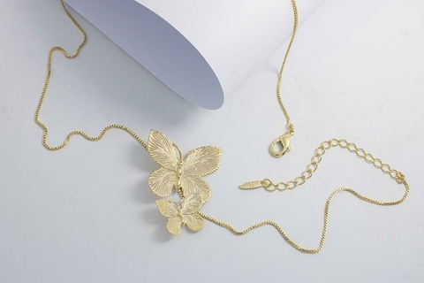 Gargantilha Borboleta Galega no Banho de Ouro 18K 40CM
