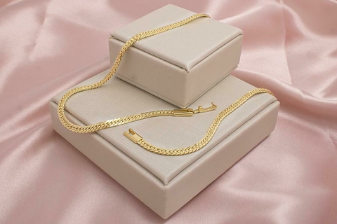 Chover Fita Texturizada 43cm no Banho de Ouro 18k c/Garantia de Um Ano