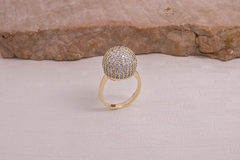 Anel bola cravejada Banhado em Ouro 18K