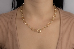 Gargantilha elo oval Banhada em Ouro 18K