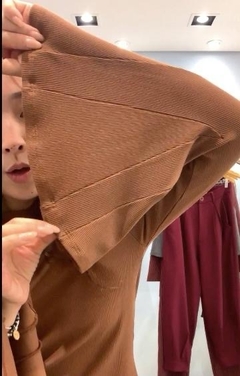 Blusa Rib manga Sino na internet