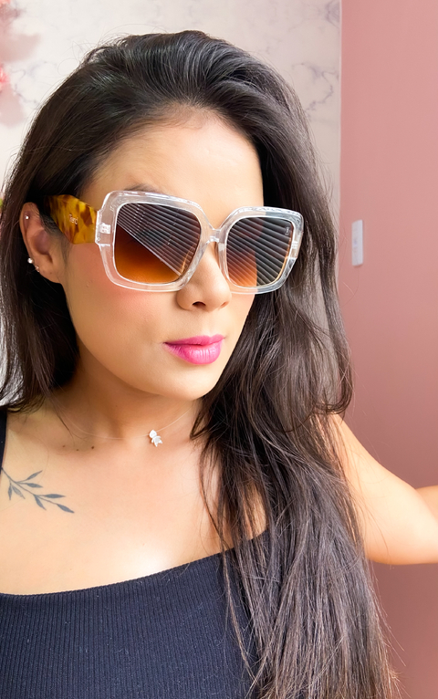 Óculos Quadrado Transparente cm Tartaruga