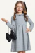 Vestido Fakini Infantil Manga Longa Xadrez Cinza (4ao10)