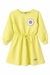 Vestido Pingo Lele Amarelo Fluor Manga Longa c/ Bordado De Flor (4/6/8/10)