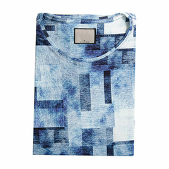 CAMISETA BÁSICA ESTAMPADA ABSTRACT AZUL/BRANCO