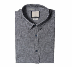 CAMISA SOCIAL MASCULINA MC SLIM FIT LINHO CHUMBO