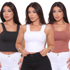 Kit com 3 Blusas lisas modelo alcinha - comprar online
