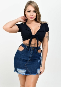 Saia Jeans Premium com Detalhe de Abertura