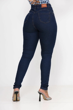 Calça Jeans Skinny escura, lisa, com lycra, cintura alta - loja online