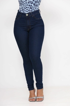 Calça Jeans Skinny escura, lisa, com lycra, cintura alta - Billy Jeans Varejo