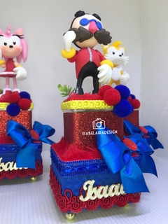 Caixa acrílica dupla com biscuit do tema Sonic - comprar online