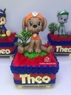 Caixa Acrílica single com Biscuit do tema Patrulha canina