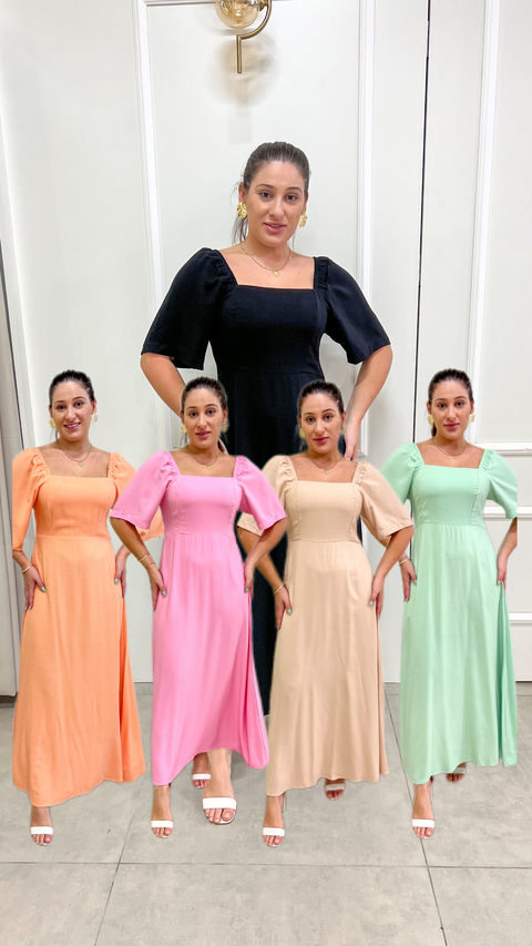 Vestido midi com mangas - comprar online