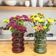 Vaso Vidro Porta Pinceis de Maquiagem Vidro Canelado Verde Olivia Roxo Elegante Mesa Posta na internet