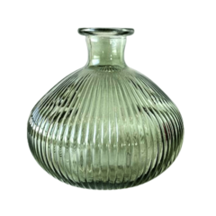 Vaso Verde Oliva e Roxo Vidro Canelado Pectore Redondo Elegante Mesa Posta 12 cm - comprar online
