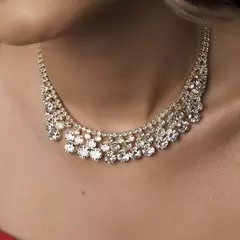 Conjunto Esplendor Colar + Brincos Para Festas De Luxo Noivas Madrinhas Debutantes Banhado Ouro 18k Com Zircônias - comprar online