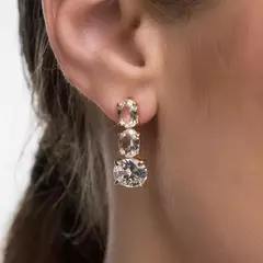 Brinco Oval Com Zircônias E Cristais Banhado Ouro 18k Para Festa na internet