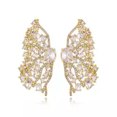 Brinco Feminino Borboleta Para Festas Noivas Madrinhas Debutantes Com Microzircônias Banhado Ouro 18k - comprar online