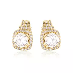 Brinco Cravejado Com Zircônias Banhado A Ouro 18k Para Festa Noivas Casamentos E Madrinhas - comprar online