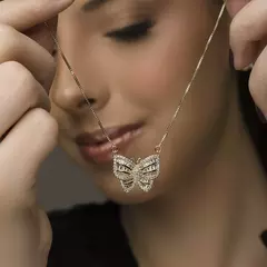 Kit Presente Feminino Borboletas Colar + Brincos Cravejados Banhados A Ouro 18k - Farinni na internet