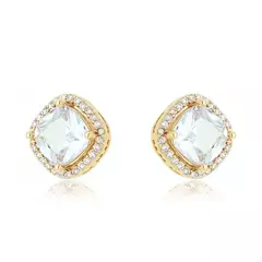 Brinco Feminino Quadrado Cravejado Banhado A Ouro 18k Para Festa - Farinni - comprar online