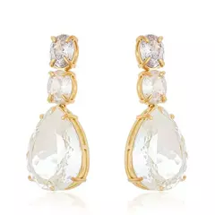 Brinco Feminino Para Festa Noivado Ou Casamento Oval Banhado Ouro 18k - comprar online