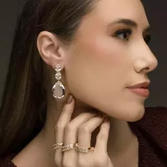 Brinco Feminino Para Festa Noivado Ou Casamento Oval Banhado Ouro 18k na internet