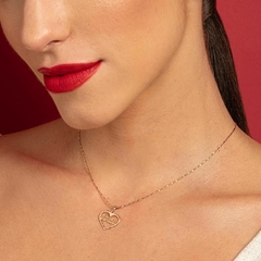 Presente Feminino Rommanel Colar Elo Cadeado + Pingente Família Banhado Ouro 18k 542343