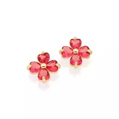 Conjunto Brincos E Colar Rommanel Rosa Flor Lindo Delicado na internet