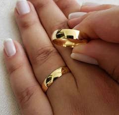 Alianças Ouro 18k Abauladas Casamento Noivado 8 Gramas 5mm na internet