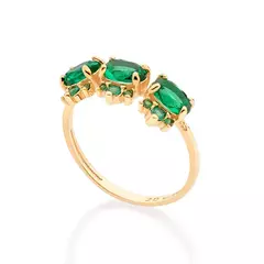 Anel Aparador Banhado A Ouro Feminino Rommanel Com Zircônias E Cristais - comprar online