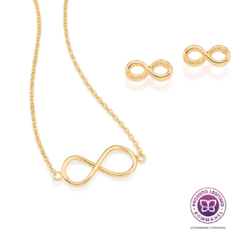 Kit Presente Feminino Colar + Brincos Infinito Rommanel Banhados Ouro 18k - comprar online