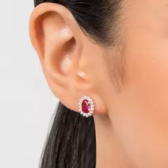 Conjunto Colar + Brincos + Pingente Em Prata 925 Feminino Rommanel Com Zircônia Cod-840069 - loja online
