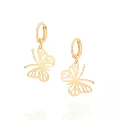Brinco Argola Borboleta Feminino Rommanel Banhado A Ouro 18k