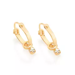Brinco Argola Infantil Hipoalergênica Rommanel Com Cristais Banhada A Ouro 18k