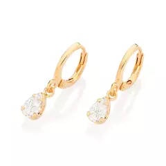 Brinco Argola Banhado A Ouro 18k Com Zircônias Hipoalergênico Cód-527237