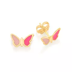 Brinco Borboleta Infantil Rommanel Banhado A Ouro 18k Com Aplicação De Resina - comprar online