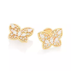 Brinco Rommanel Feminino Borboleta Com Zircônias Banhado A Ouro 18k