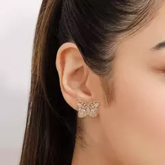 Brinco Rommanel Feminino Borboleta Com Zircônias Banhado A Ouro 18k na internet