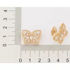 Brinco Rommanel Feminino Borboleta Com Zircônias Banhado A Ouro 18k - Farinni Joias