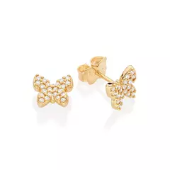 Brinco Borboleta Feminino Banhado A Ouro Rommanel Com Zircônias - comprar online