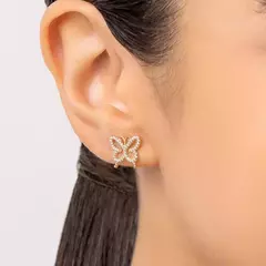 Brinco Borboleta Banhado A Ouro 18k Rommanel Com Zircônia na internet