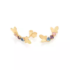 Brinco Feminino Rommanel Borboletas Com Zirrcônias Banhado Ouro 18k - comprar online